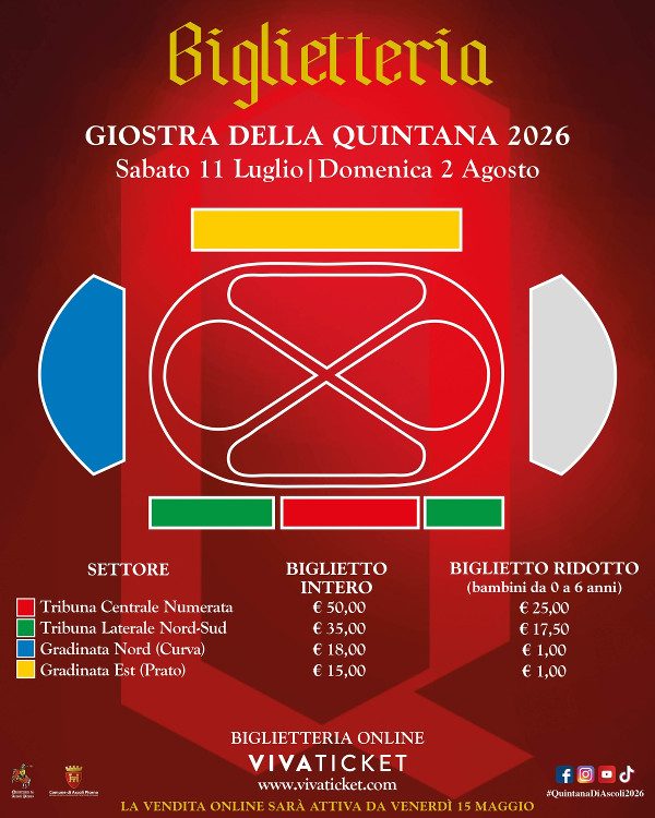Prezzi biglietti Quintana 2026